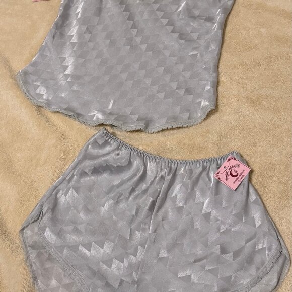 Women's Silk Checkered Camisole and Slip Shorts - Picture 2 of 3